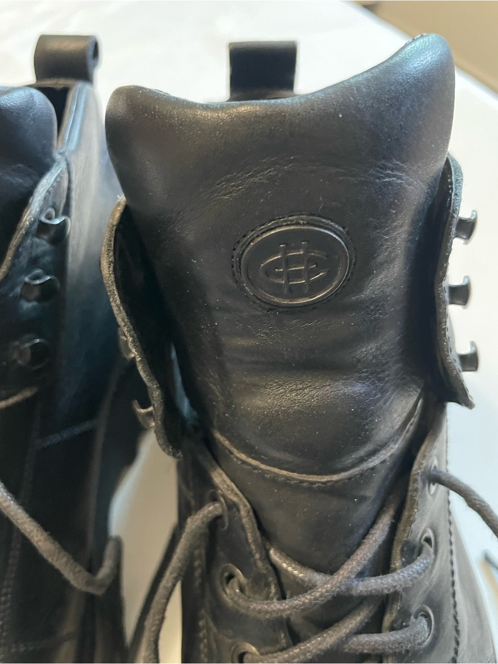 Cole Haan Men’s Black Leather Lace-Up High-Top Combat Boots Vintage - Picture 12 of 13